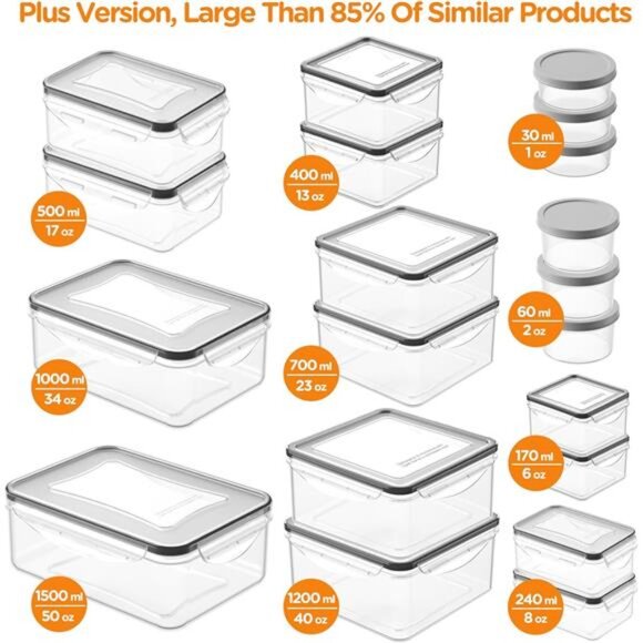 40PCS Food Storage Containers with Lids Airtight,100% Leakproof PlasticContainer - Picture 2 of 7